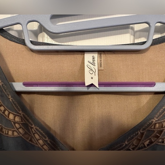 L Love Boho Lined Olive Green Dress Knee Length Tassels Tie Women's Medium - Picture 9 of 10